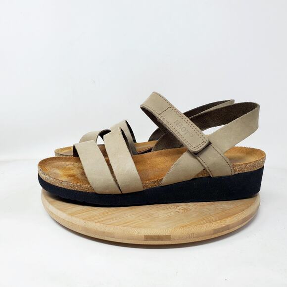 Naot Sandals Womens 39 Kayla Brown Leather Strappy Low Wedge Comfort Shoes - Picture 7 of 14